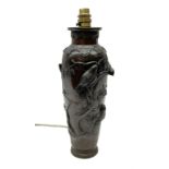 20th century Japanese bronzed table lamp of of tapered cylindrical form