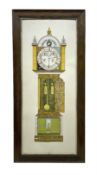 Religious print depicting a grandfather clock with colourful sacred texts from the book of revelatio