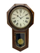 Ansonia 'Long Drop' wall clock in a mahogany and ebonised case c1900