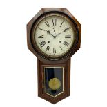 Ansonia 'Long Drop' wall clock in a mahogany and ebonised case c1900