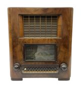 Mid 20th century Marconi valve radio with Bakelite knobs and buttons