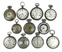 Five Victorian silver lever and cylinder pocket watches including 'The Midland Lever' and Acme Lever