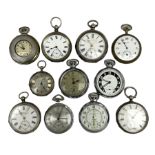 Five Victorian silver lever and cylinder pocket watches including 'The Midland Lever' and Acme Lever