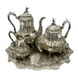 Victorian four piece silver plated tea service