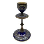 French enamelled candlestick