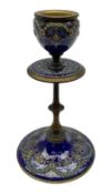 French enamelled candlestick