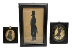 Three framed 19th century silhouettes with Hull ship owning connections - oval head and shoulder por