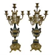 Pair of 20th century continental seven branch candelabras