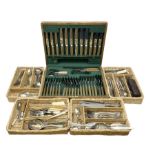 20th century Joseph Elliot & Sons cased canteen of cutlery together with other cutlery to include si