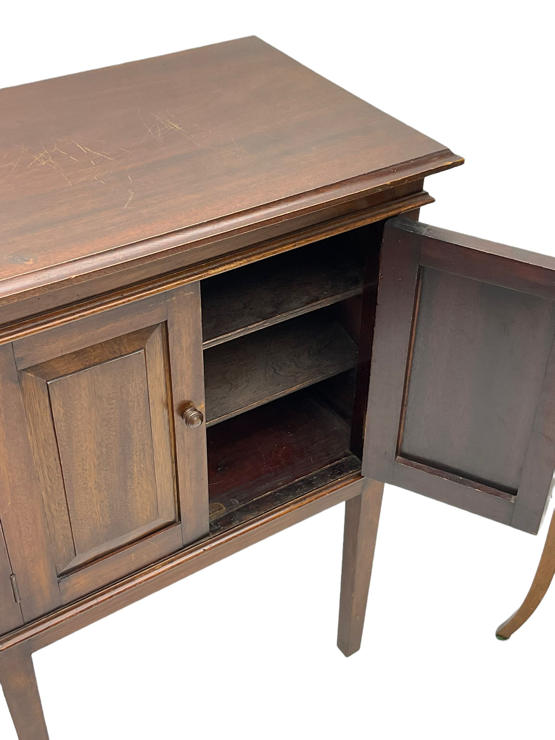 20th century mahogany two door cupboard/music cabinet and an early 20th century inlaid drop leaf cab - Image 3 of 3