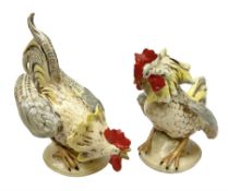 Pair of ceramic fighting Cockerels