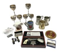 Set of six plated goblets each engraved with 'Guest 7 Sig Regt'