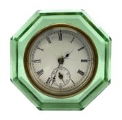 E N Welch art deco style uranium glass clock