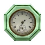 E N Welch art deco style uranium glass clock