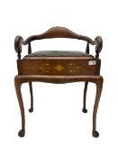 Early 20th century inlaid mahogany piano stool