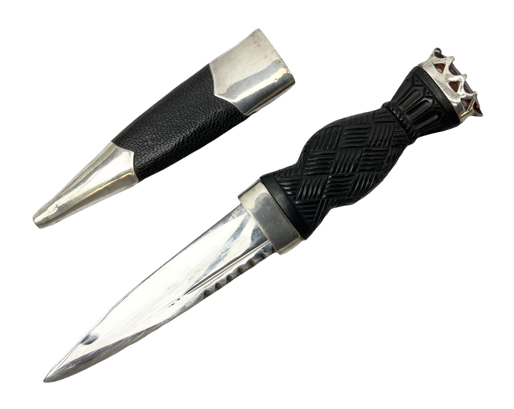 Scottish Sgian-Dubh with metal mounts and sheath