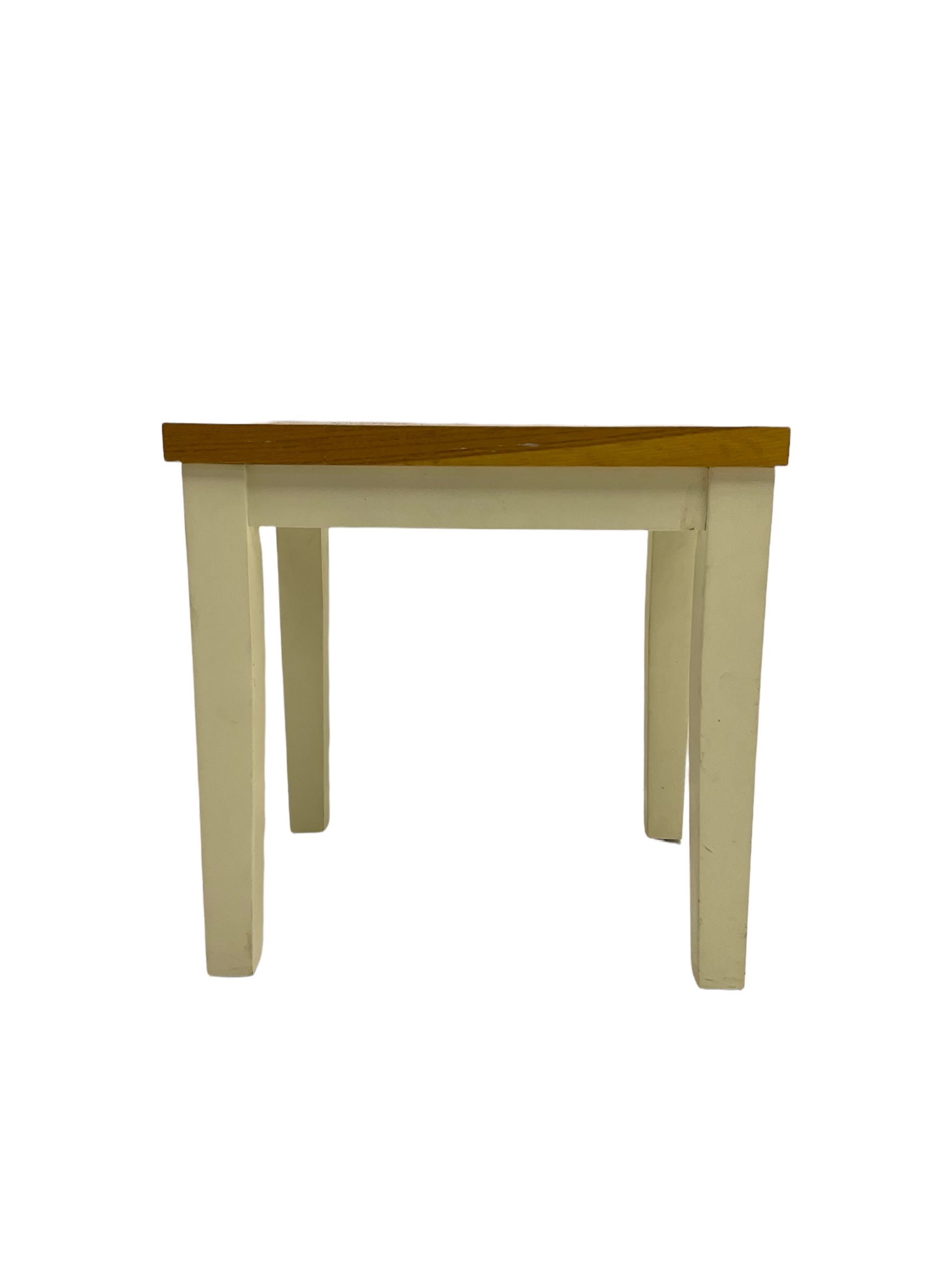 Rectangular oak top occasional table on painted base