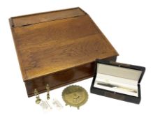 Wooden writing box together with two brass seals