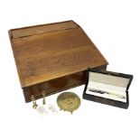 Wooden writing box together with two brass seals