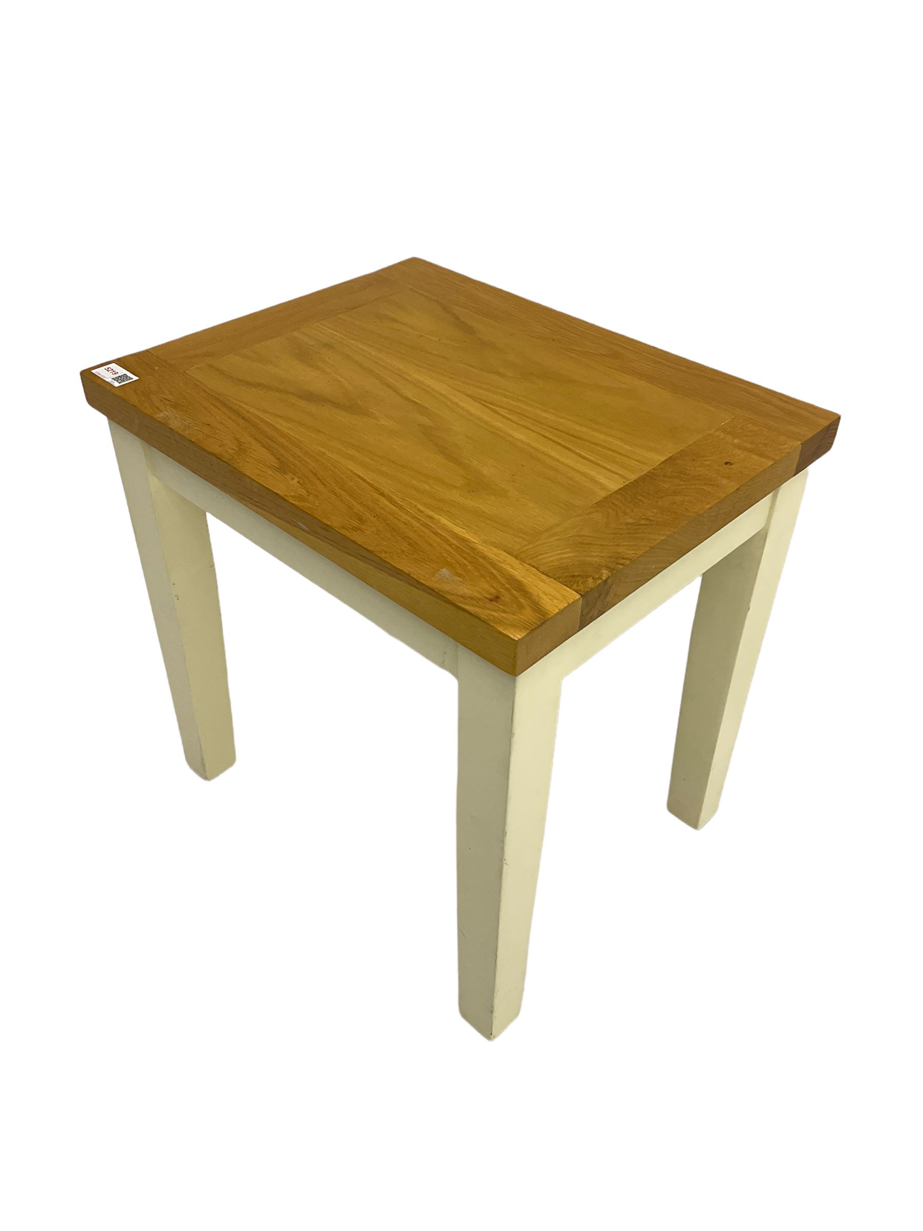 Rectangular oak top occasional table on painted base - Image 3 of 4