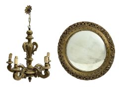 Gilt circular convex wall mirror