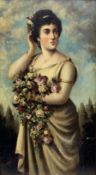 Italian School (19th century): Roman Maiden with Golden Bangles and Bouquet