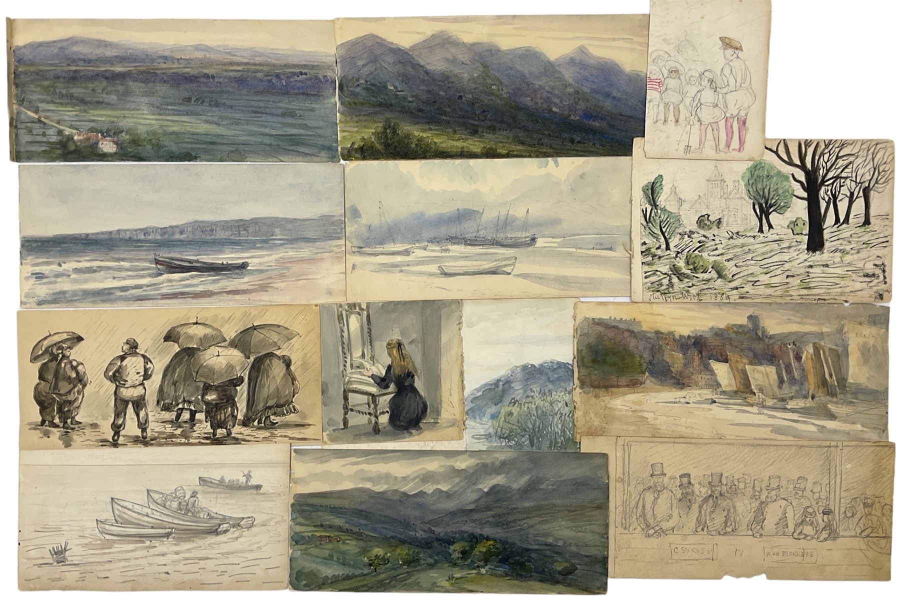 English School (19th century): Seascapes Landscapes & Figure Studies