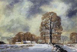 Norman Jackson (British 20th century): Snowscape with Cottages