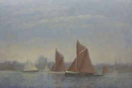 William Burns (British 1923-2010): 'Yachts in Mist - River Orwell' Suffolk