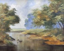 Lewis Creighton (British 1918-1996): River Landscape