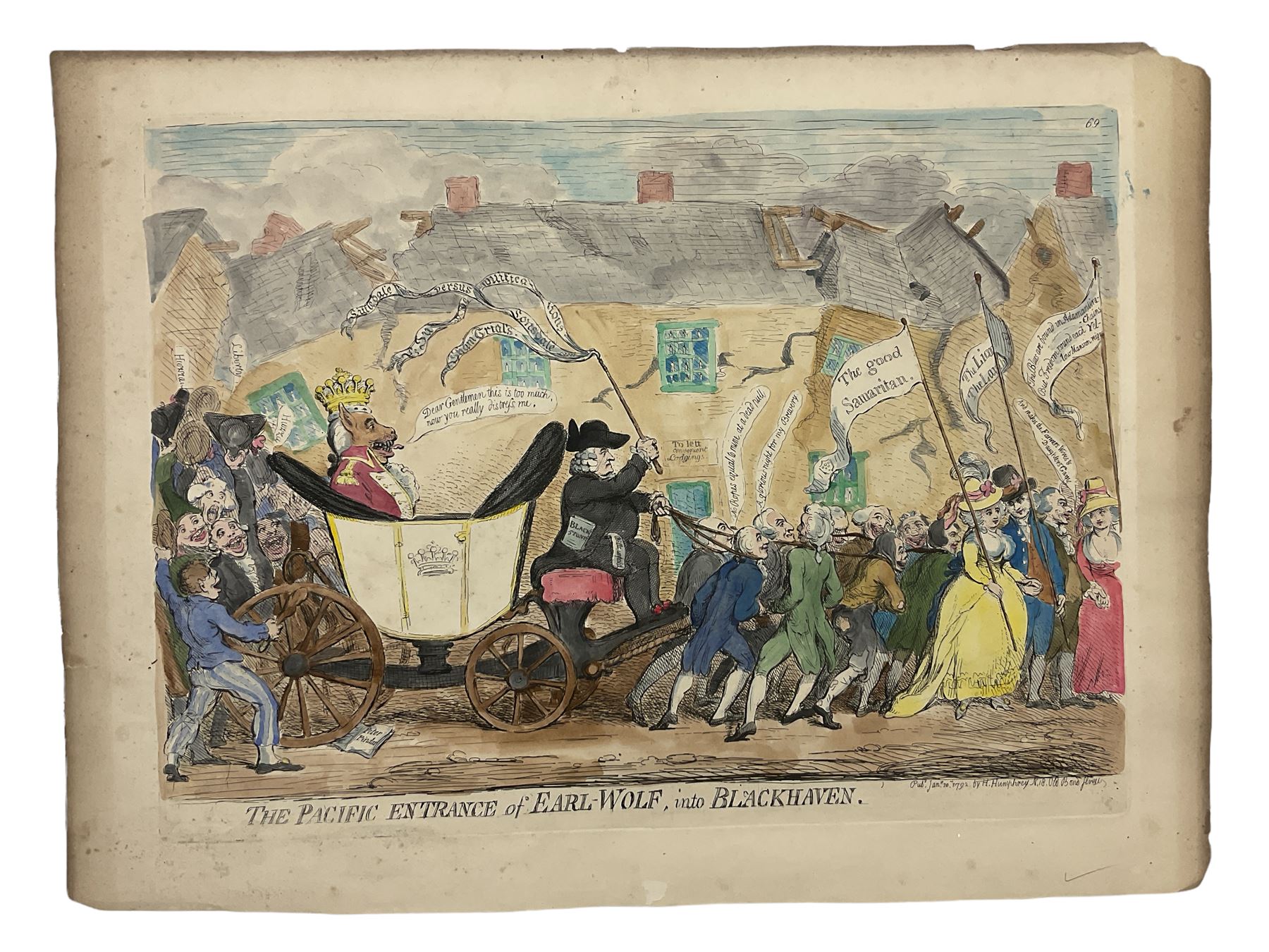 James Gillray (British 1756-1815): 'The pacific entrance of Earl-Wolf into Blackhaven' - Image 3 of 4