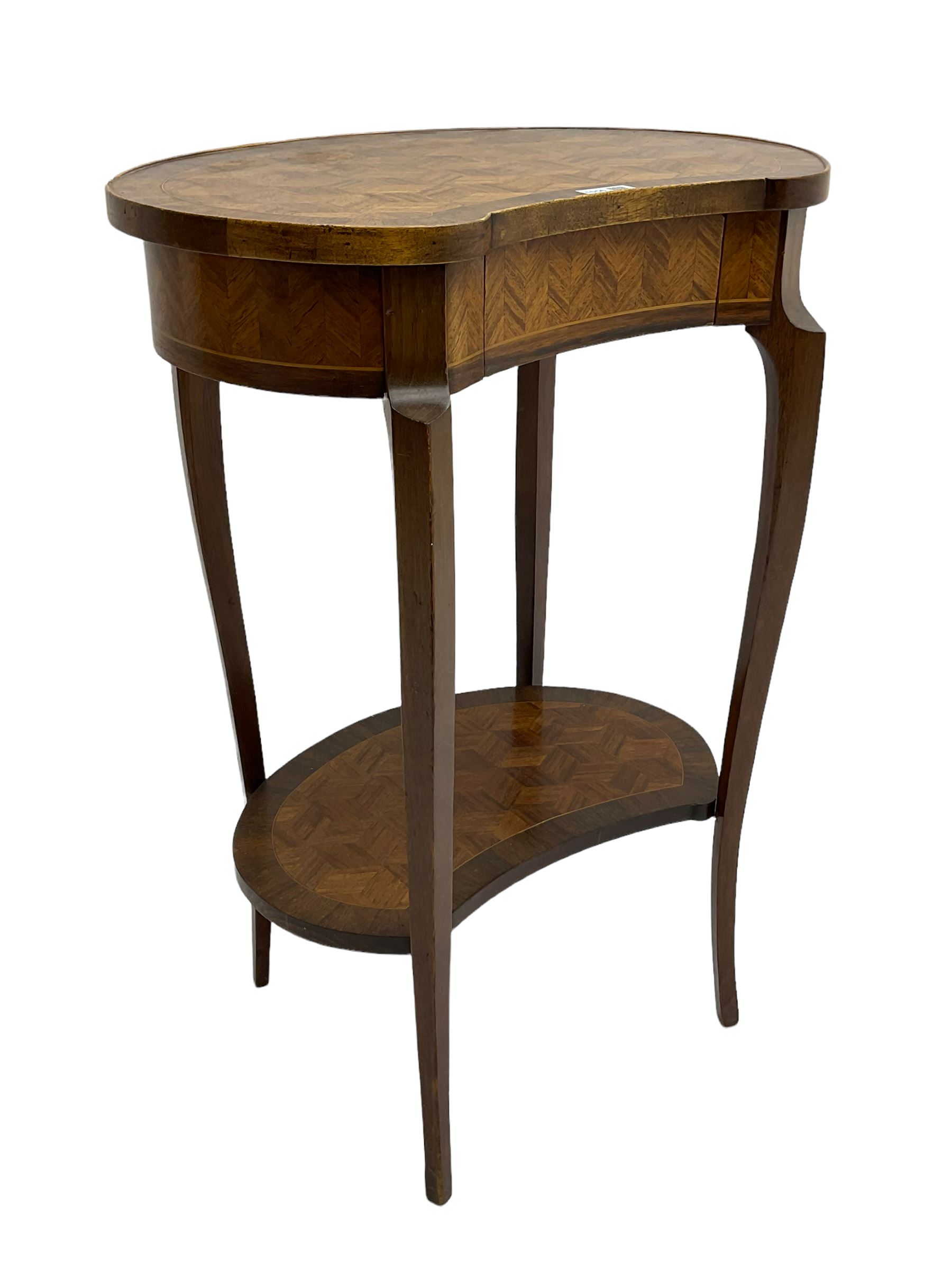 French style walnut parquetry kidney shaped table - Image 5 of 5