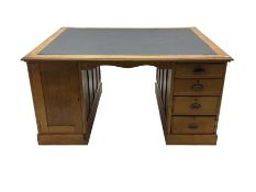 Early 20th century oak twin pedestal partners desk