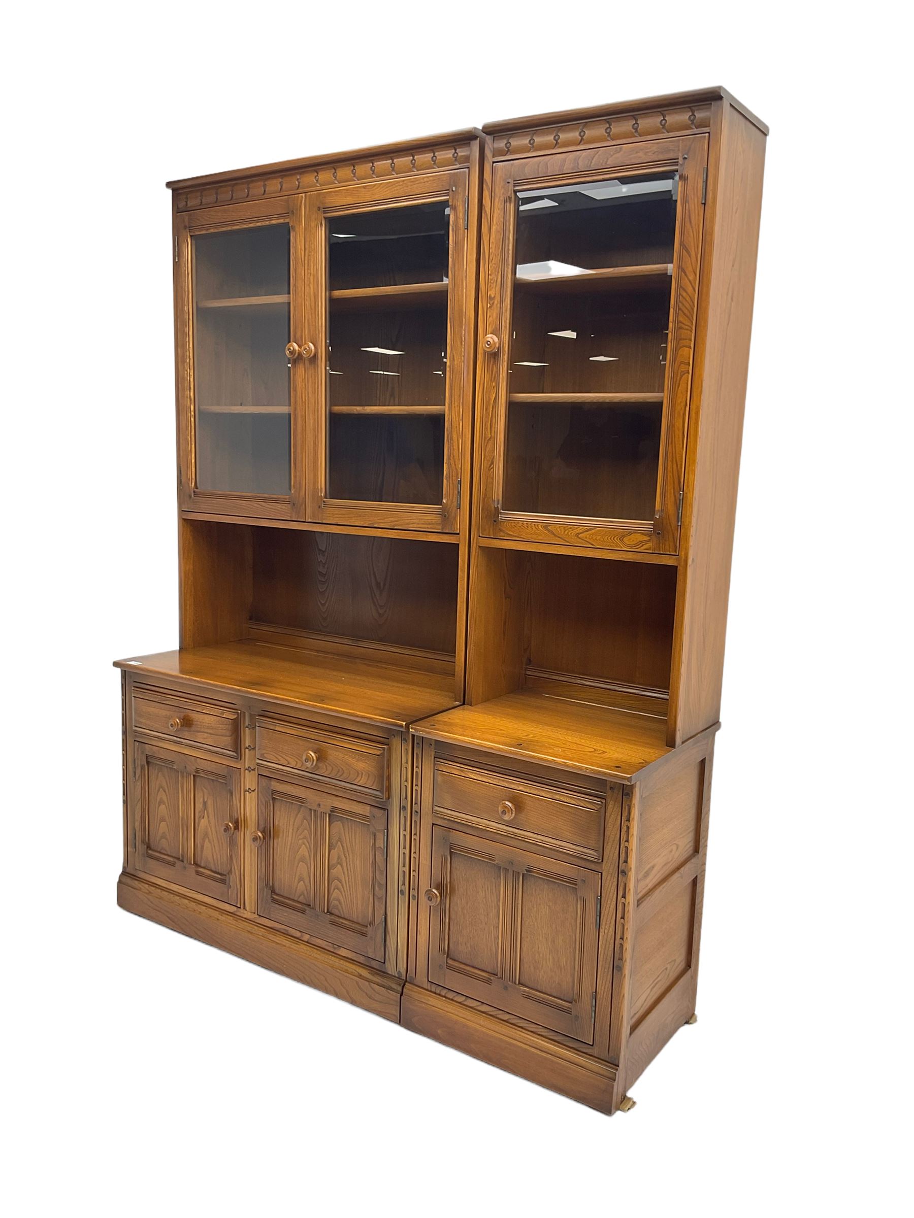 Ercol - medium elm wall display cabinet - Image 3 of 5