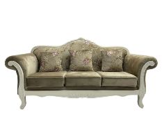 French style white finish three seat sofa