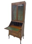 Early 20th century walnut bureau bookcase