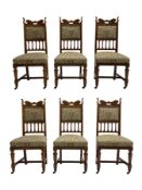 Set six Edwardian oak dining chairs