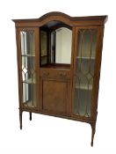 Edwardian inlaid mahogany display cabinet with 'Shepard