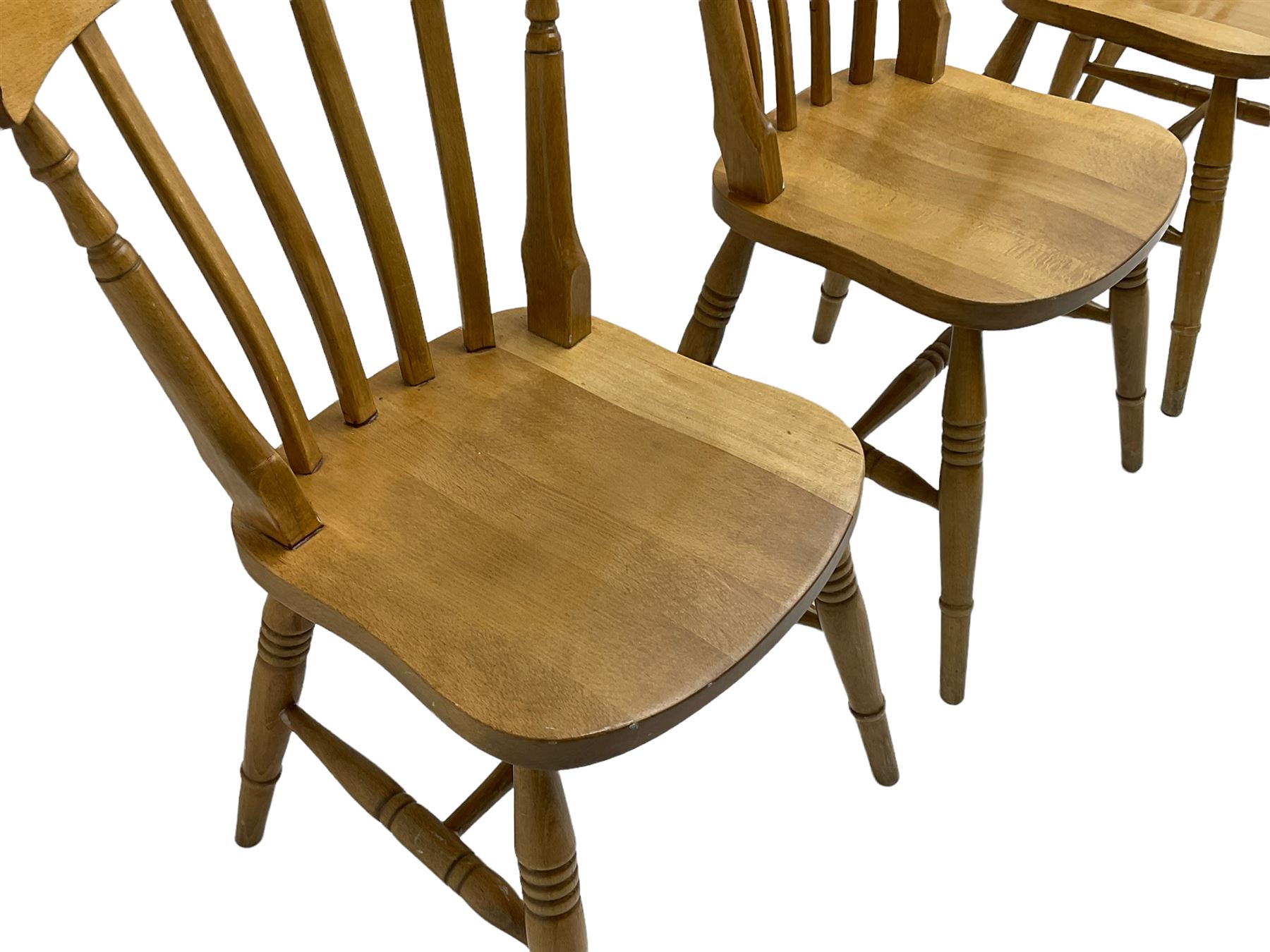 Four beech farmhouse chairs - Image 3 of 4