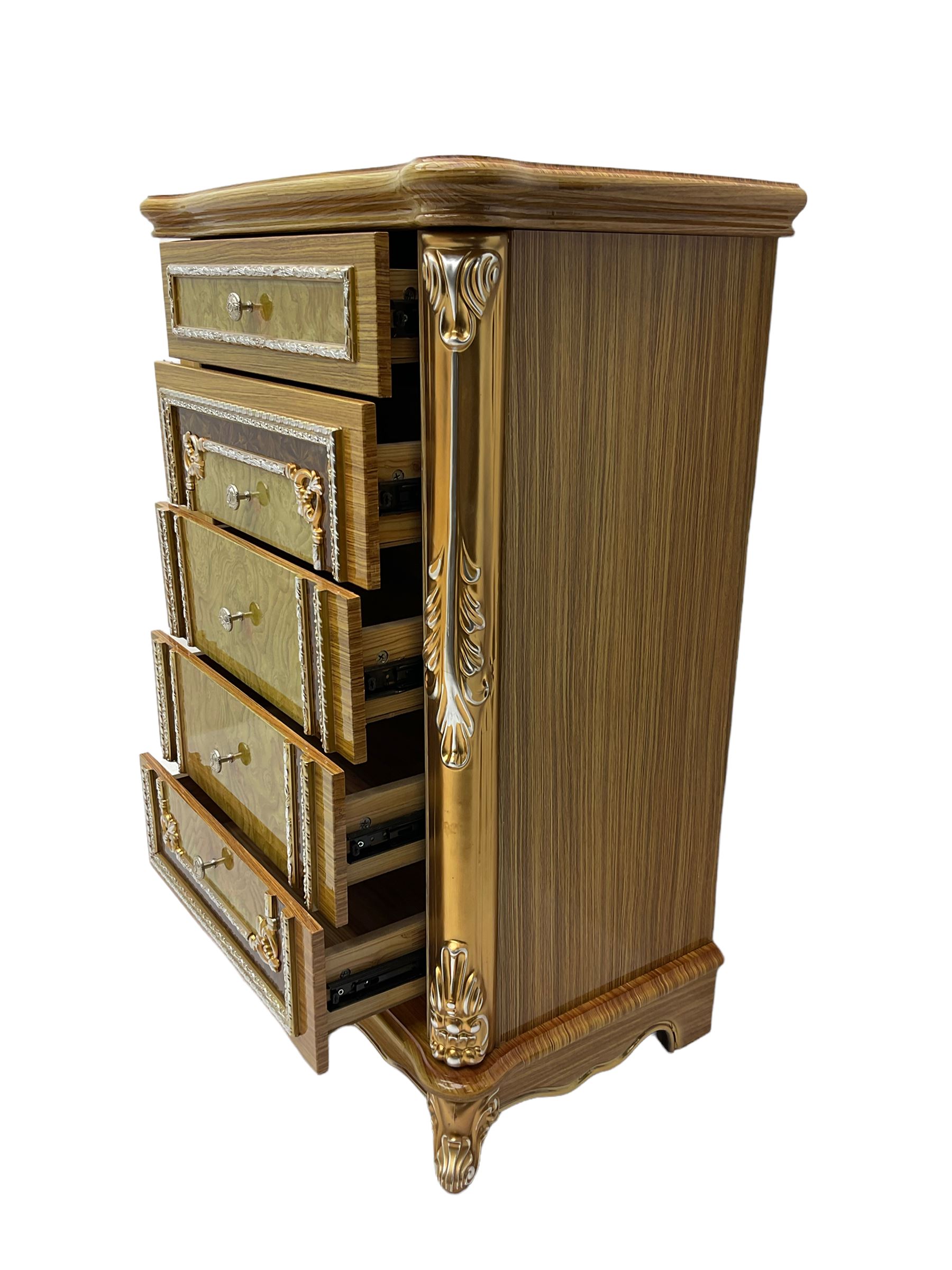 Rococo style wood finish chest - Image 4 of 7