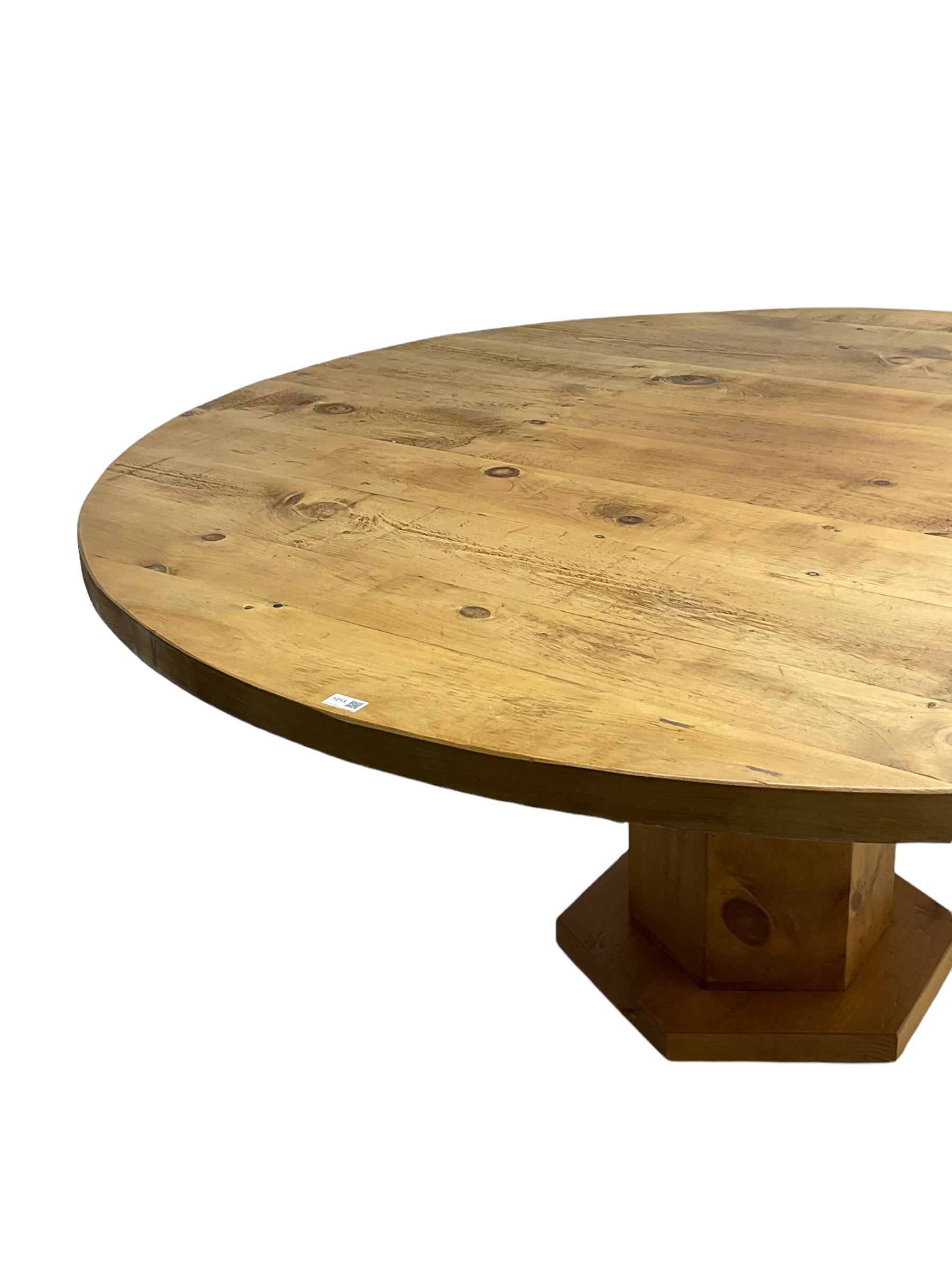 Large rustic waxed pine dining table - Image 6 of 6
