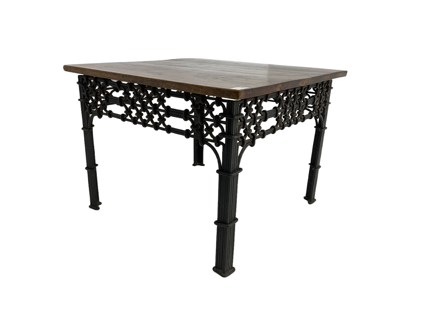 Hardwood and wrought metal coffee or occasional table - Image 3 of 6