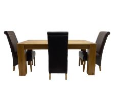 Oak rectangular dining table on square supports