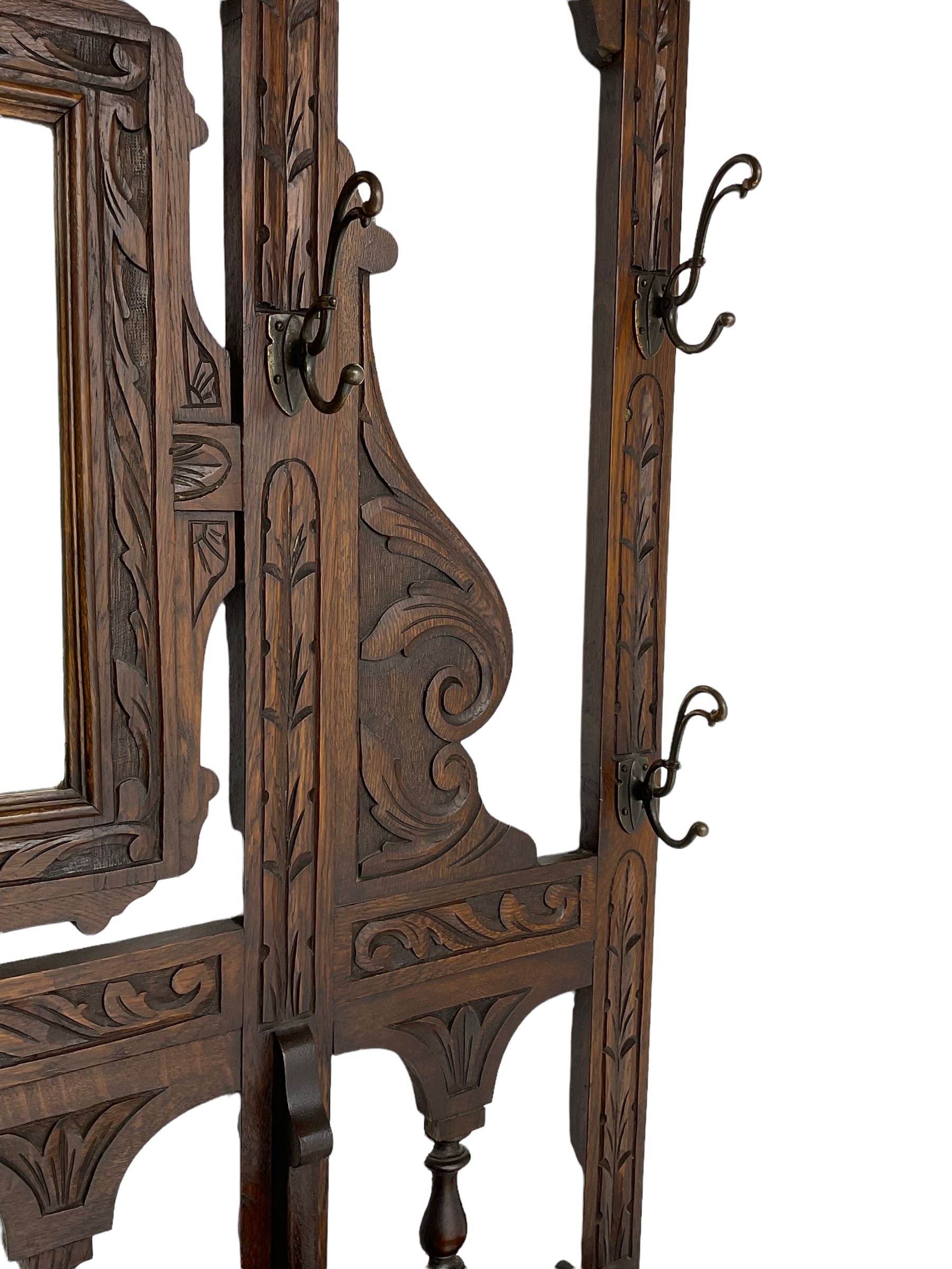 Victorian heavily carved oak hall-stand - Image 4 of 7