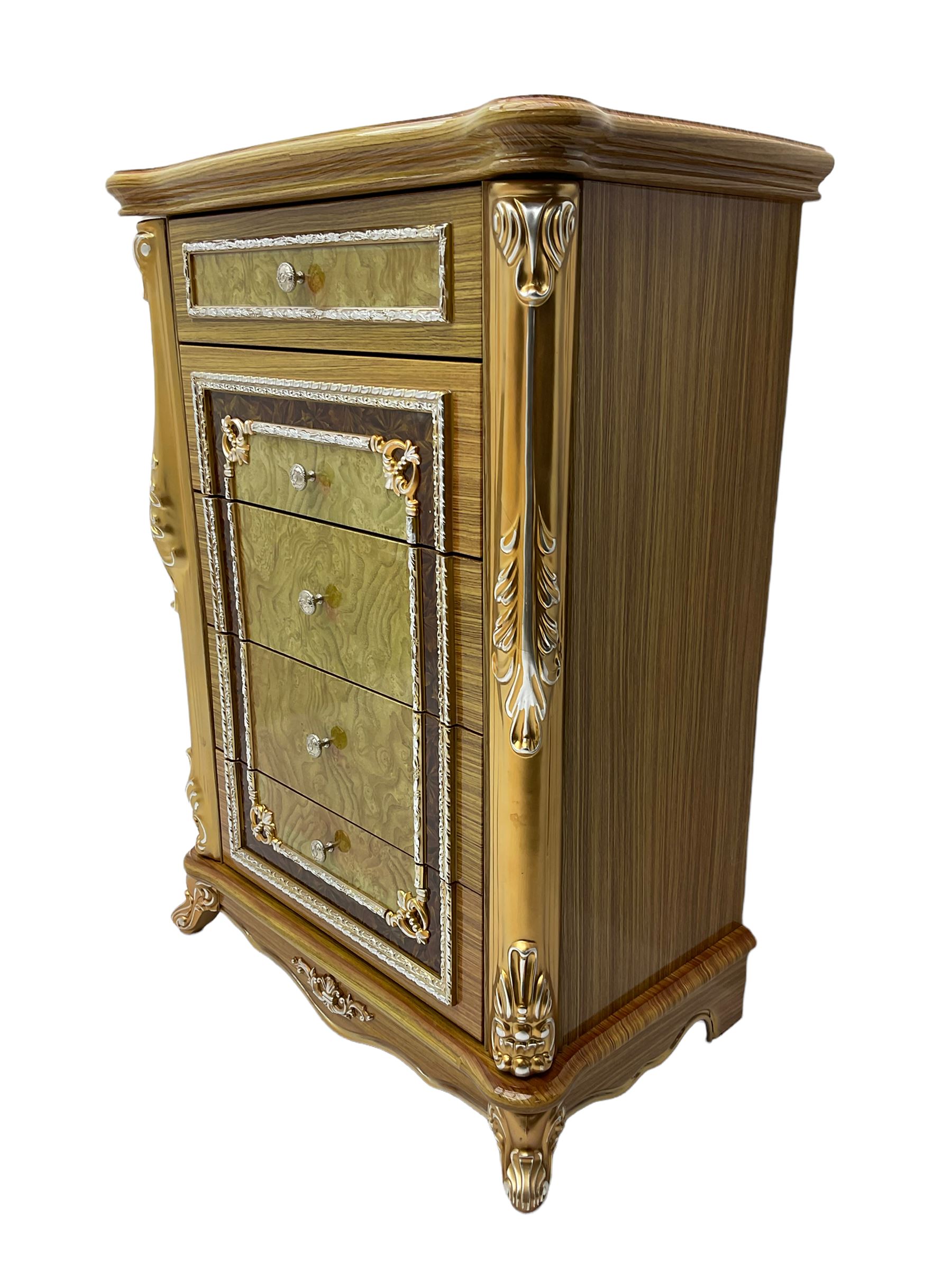 Rococo style wood finish chest - Image 2 of 7