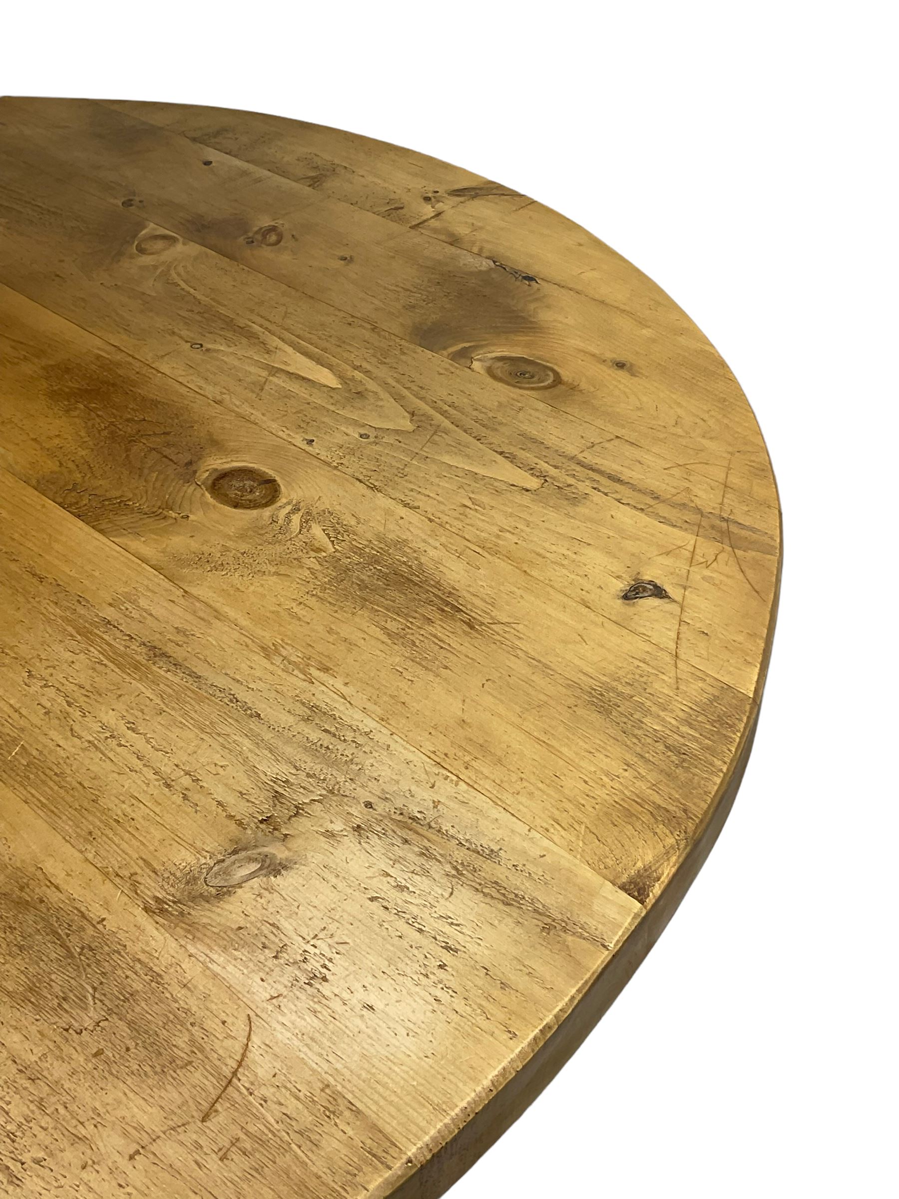 Large rustic waxed pine dining table - Image 3 of 6