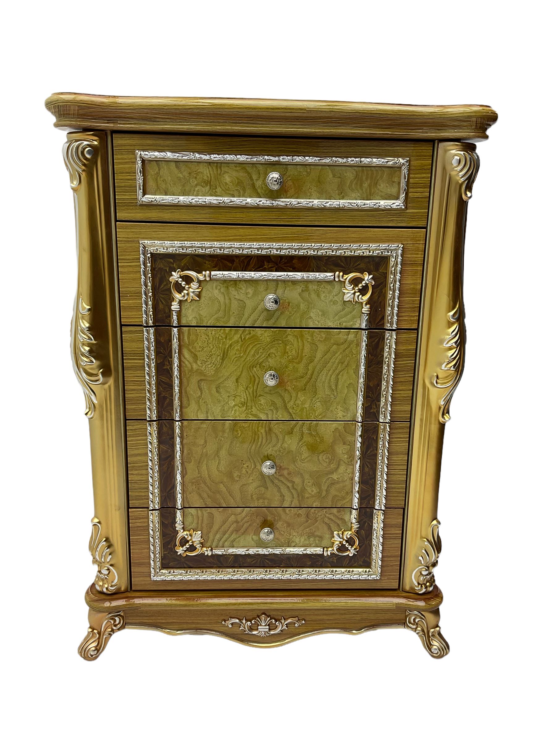 Rococo style wood finish chest