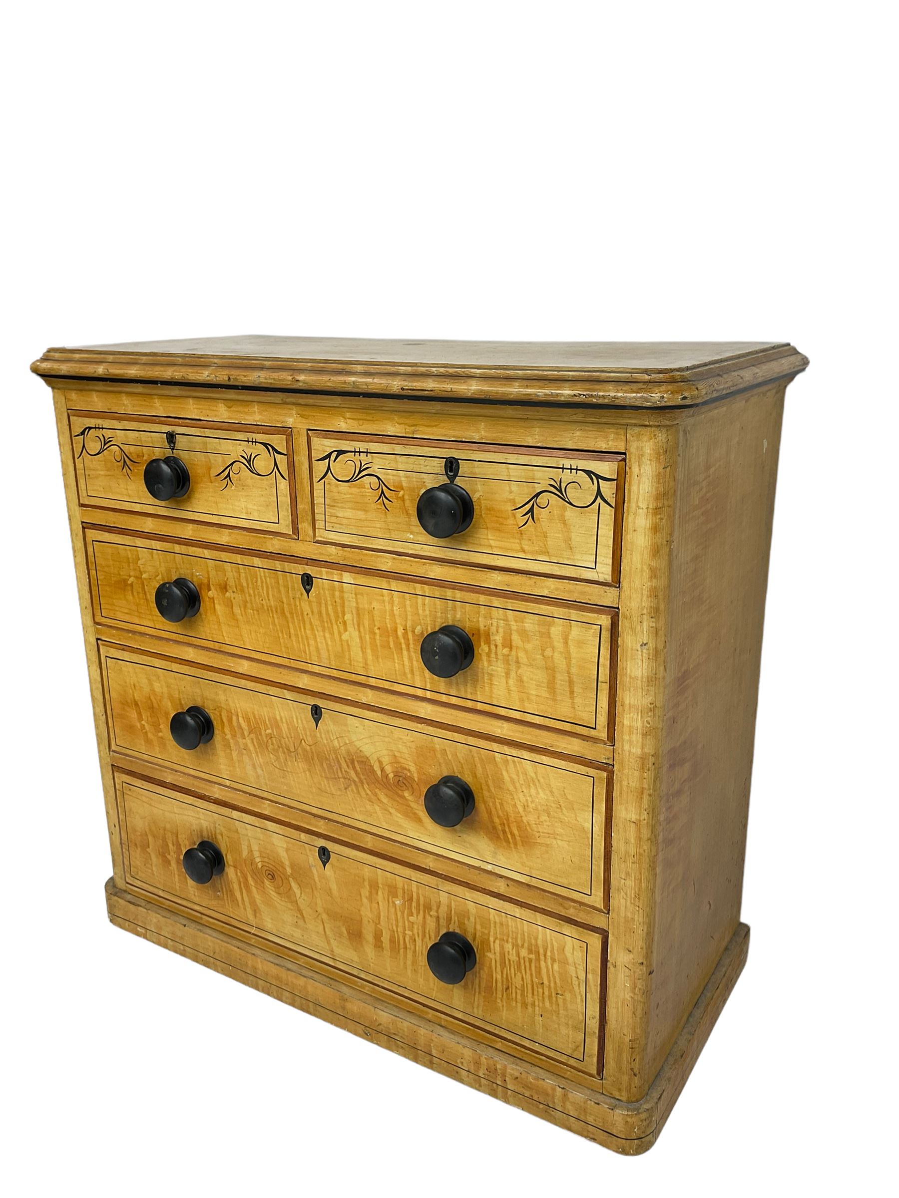 Victorian scumbled painted pine chest - Image 4 of 7