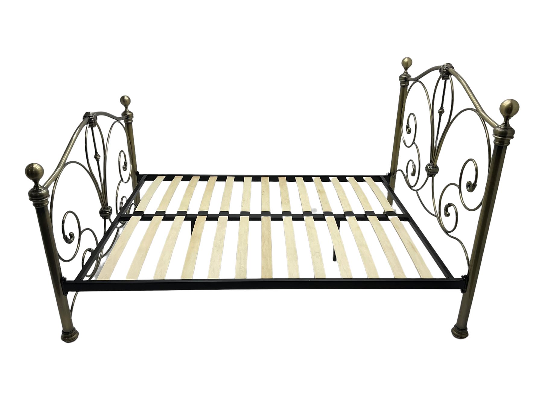 Bronze finish metal 4' 6� double bedstead - Image 4 of 5