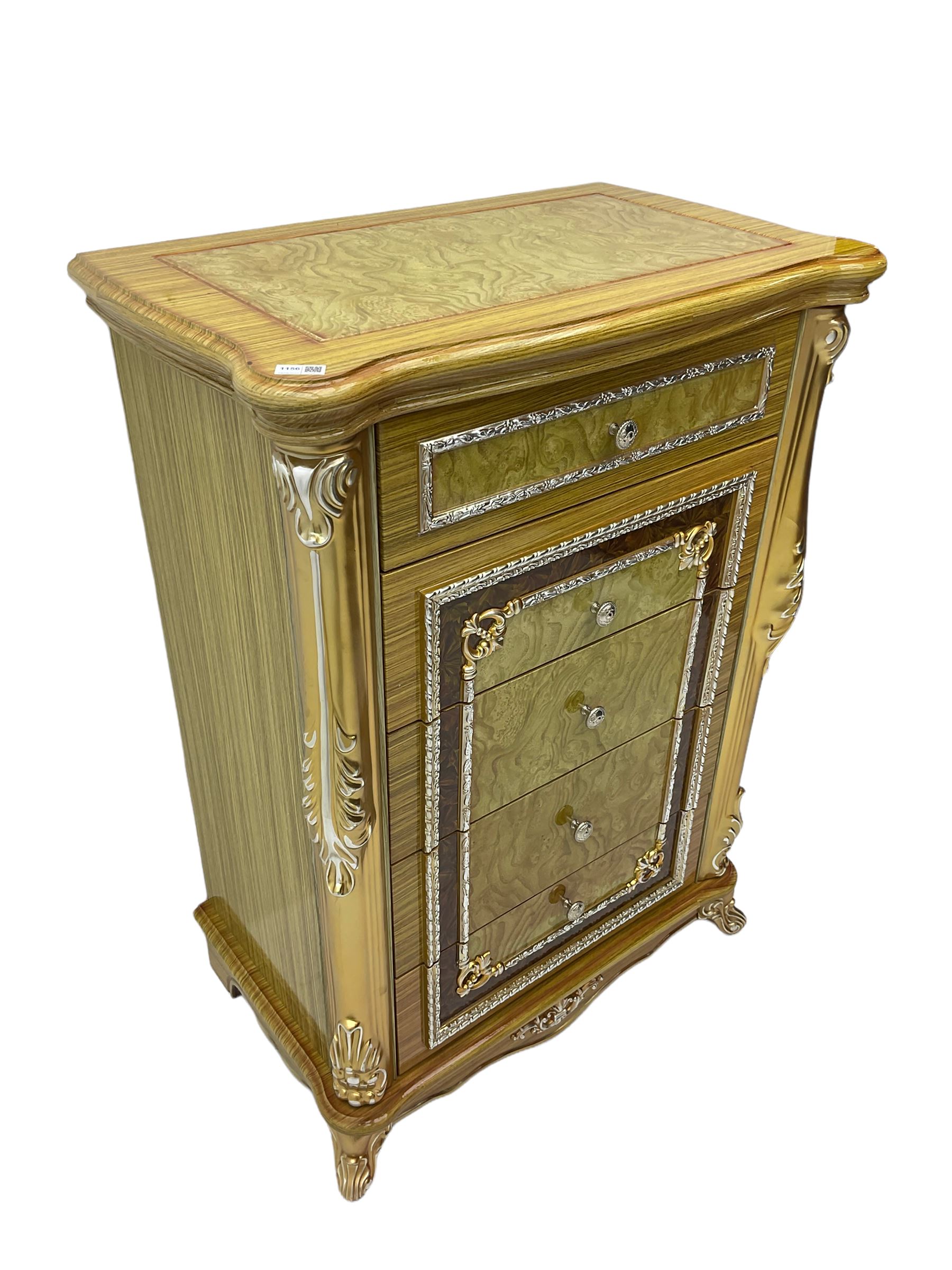 Rococo style wood finish chest - Image 3 of 7